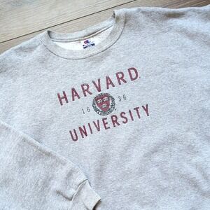 Vtg Harvard University 1936 Champion Gray Crewneck Sweatshirt - Large